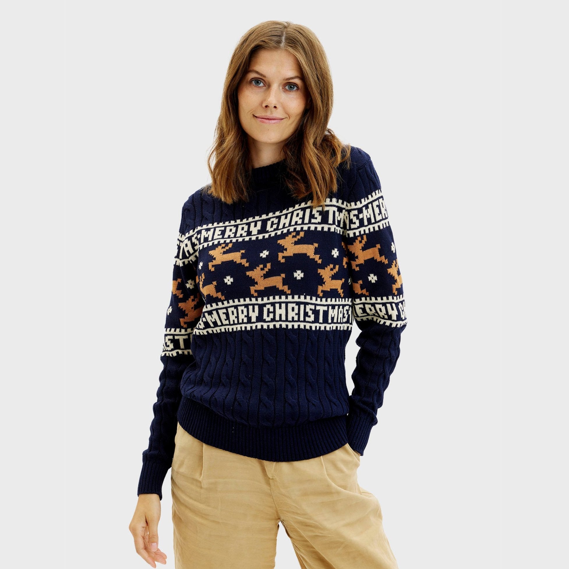 Den Elegante Julesweater Blå - Dame.